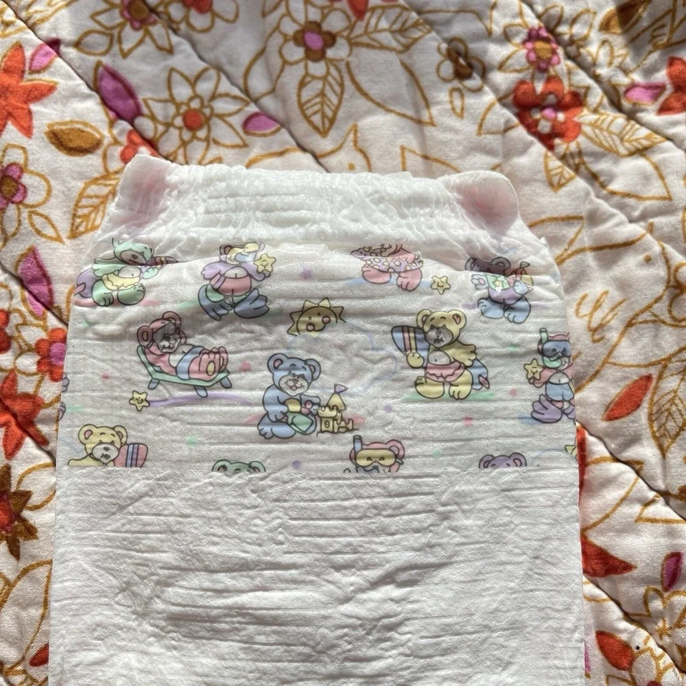 Vintage Huggies Size 3 Ultratrim 1993 USA Diapers Beach Teddy Bear Plastic Print